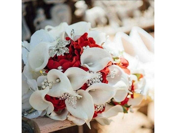 Peorchid Calla Lily Hortensia Rose Broche, Patients Cascade, Bouquet de Fleurs, Rouge, Bleu Royal, Mariage, Bouquet en Goutte d'Eau, Rose Chaud, Personnalisé
