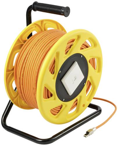 Renkforce RJ45 Netzwerk Kabeltrommel CAT 6a (Rohkabel CAT 7) S/FTP 50m Orange Halogenfrei