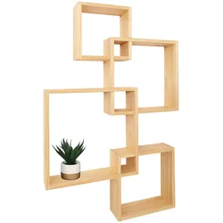 Wandregal MCW-P23, Schweberegal Wanddekoration Hängeregal Würfelregal Designregal, 4 Regale MVG ~ natur