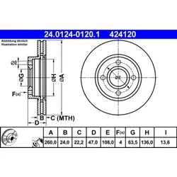 Bremsscheibe ATE 24.0124-0120.1 (2 Stk.) für Ford Mondeo I Turnier