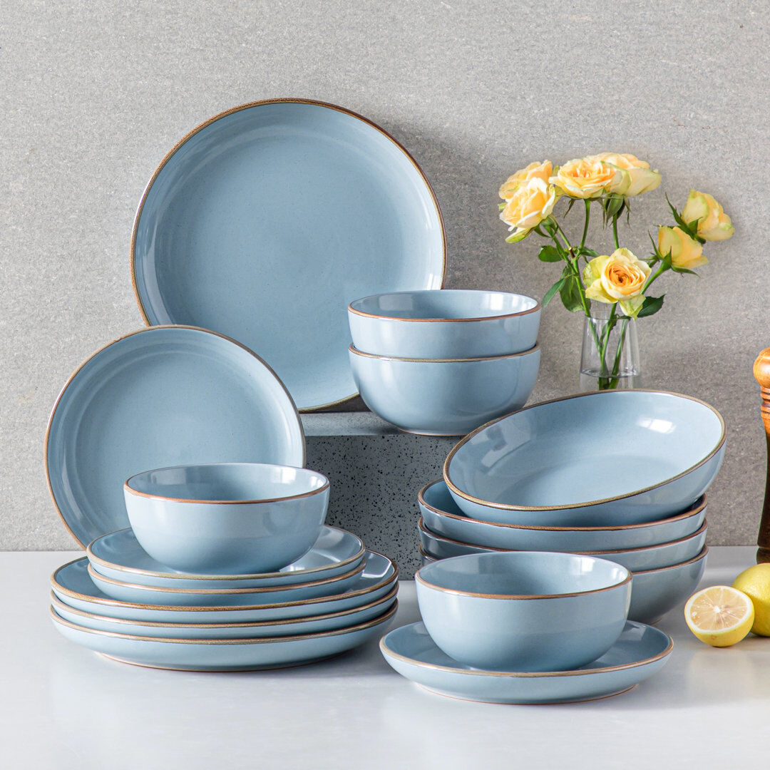 Vancasso 32 Piece Stoneware Dinnerware Set Blue 32