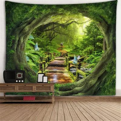Inspired Finds 3D Window Scenery Tapestry Forest View Wall Hanging Mural Cloth Decor 39.37x29.53in pathways