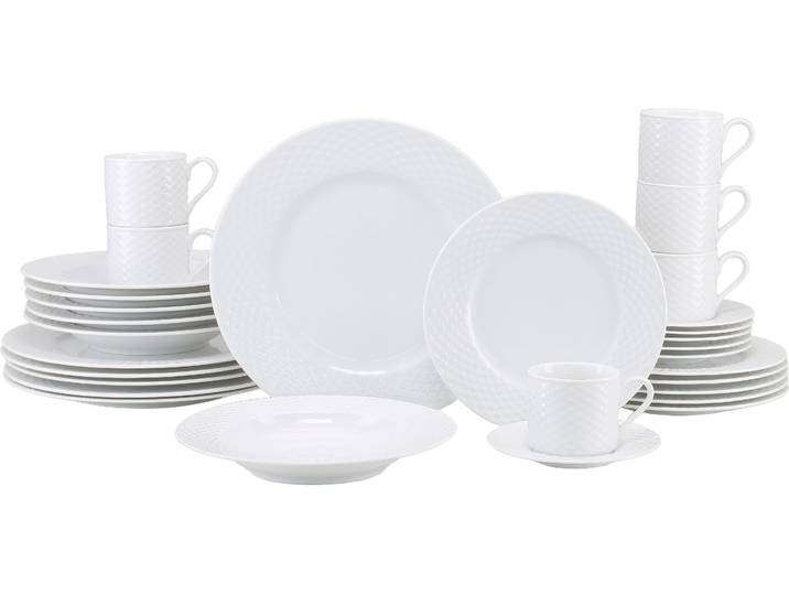 Kombiservice CREATABLE Polo, Service 30-tlg. , weiß, 30, Porzellan, Geschirr-Sets, Kombiservice, Daily Use, Zeitlos
