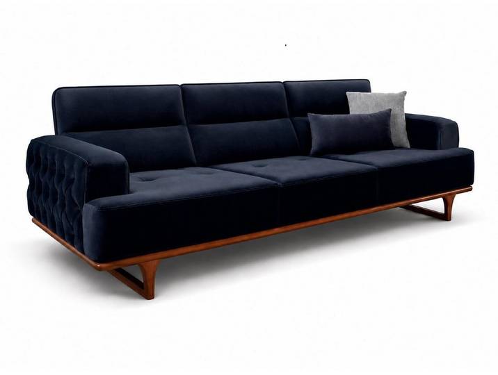 JVmoebel 4-Sitzer 4Sitzer Sofa Modern Kissen Dunkelblau Gemütlich, 1 Teile