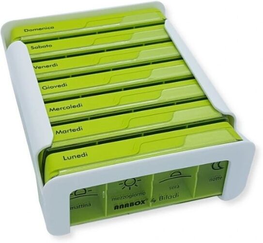 ANMED GMBH Anabox Portapillole 7 Giorni Compact Verde Settimanale, 1 pezzo