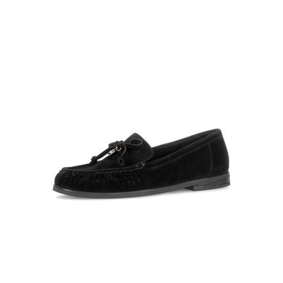 Slipper GABOR, Damen, Gr. 38, Leder, schwarz, Ziegenveloursleder, Schuhe Slipper, Schlupfschuh, Businessschuh in Komfortweite G (=weit)