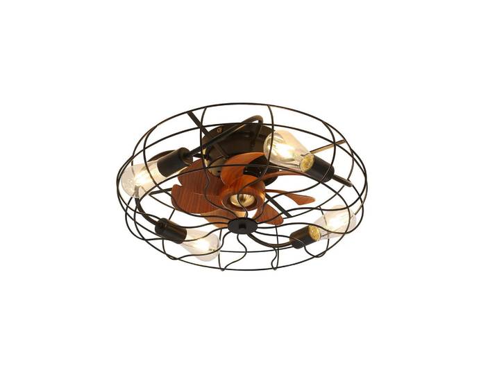 ComfortXL Deckenventilator De-16317 20 Zoll Industrie mit Käfig & 7 Flügeln Schwarz, Kunststoff, Metall, LED integrated, 50.8x25x50.8 cm, Lampen & Leuchten, Innenbeleuchtung, Deckenleuchten, Deckenleuchten