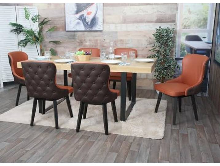 Mendler 6er-Set Esszimmerstuhl HWC-M60 Stoff/Textil - terrakotta-braun