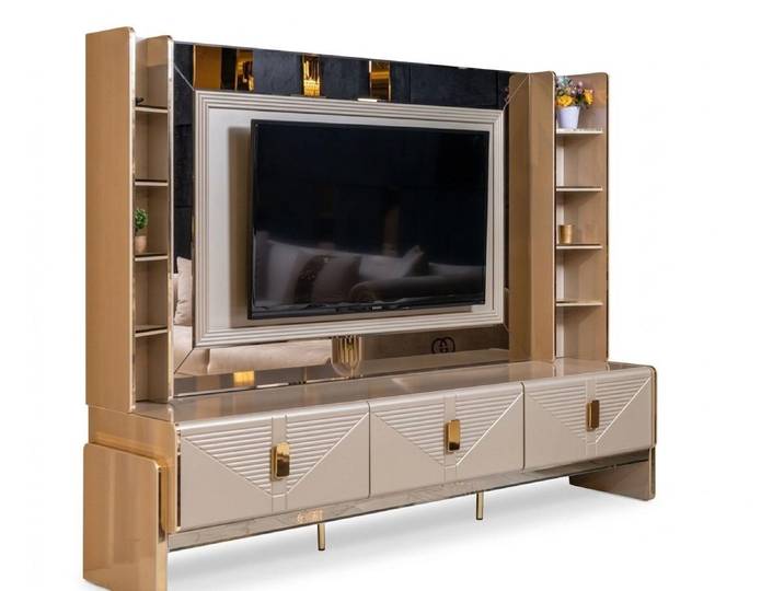 JVmoebel TV-Wand TV-Block Beige Moderner Stil Komfortabel Luxuriös Stilvoll Praktisch, Made in Europa