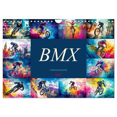 BMX - Coole Slogans (Wandkalender 2027 DIN A4 quer), CALVENDO Monatskalender