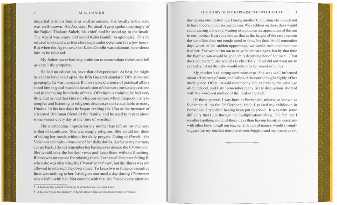 Wilco International The Story of My Experiments with Truth by Mahatma Gandhi - Wilco Classics Deluxe Sprayed Edge Hardback - Non Fiction Autobiography -  UK Edition