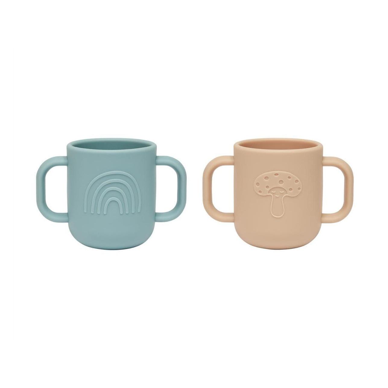 OYOY Mini Kindertrinkbecher Kappu 2 Stück, Beige/Blau (M107694)
