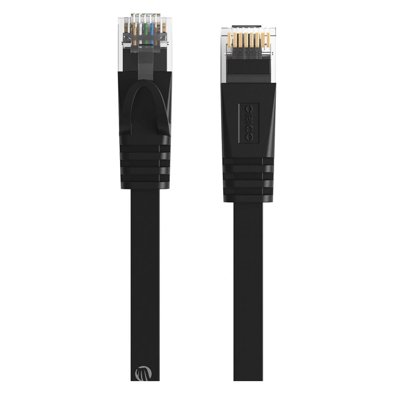 Orico Kabel sieciowy Ethernet PUG-C7B CAT7 10Gbps RJ45 internetowy LAN płaski 2 m - czarny (CAT7, 2 m) (71762221)