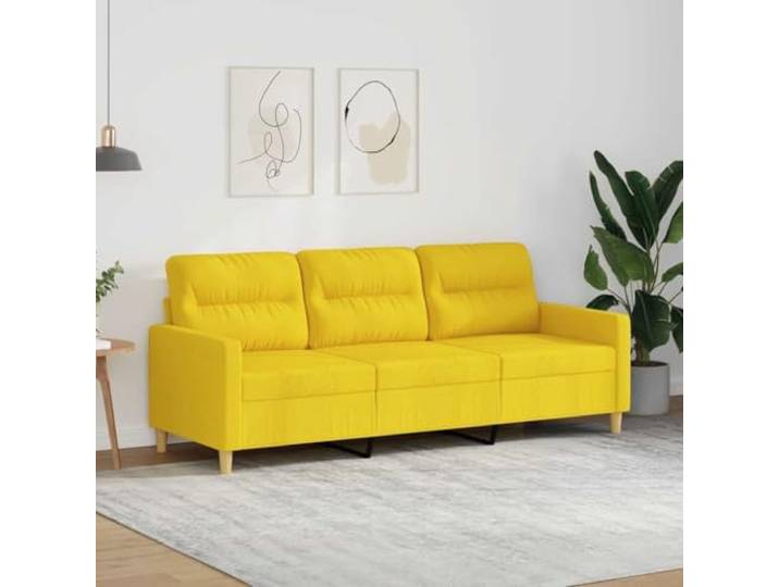 HEFZGDB 3-Sitzer-Sofa Hellgelb 180 cm Stoff Polstermöbel Wohnzimmer Sitzgruppe mit strapazierfähigem Bezug atmungsaktiv langlebig Robustes Metallgestell Stabilität dick gepolsterte