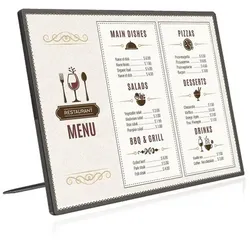 LED Werbedisplay mit Halterung, Leuchtkasten für Menü und Werbung, winkelverstellbar, Schwarz 40×60cm【SJH-3287】
