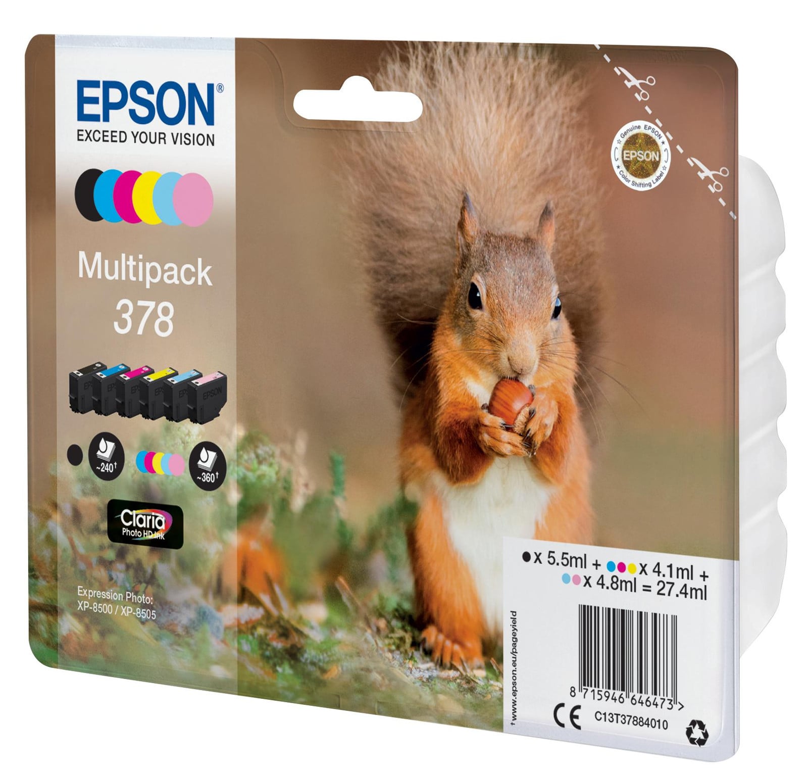 Epson Multipack 378 Ink Cartridges - Zwart, Geel, Cyaan, Magenta, Licht Magenta, Licht Cyaan