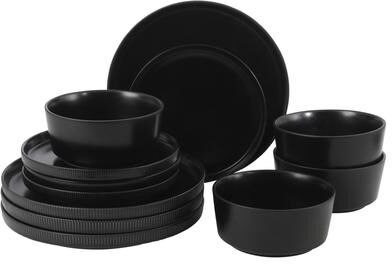 Gibson Home Dempsey Road 12-Piece Durable Modern Embossed Stoneware Dinnerware Set - Service for 4
