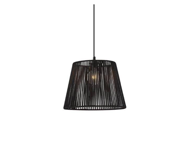 Suspension d'extérieur noire avec abat-jour en corde noire IP44 -