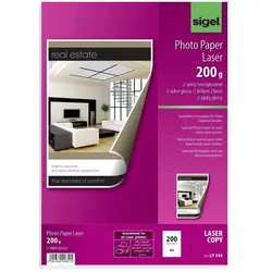 Sigel Laser Fotopapier (200 g/m2, A4, 200 Stk.), Fotopapier, Weiss