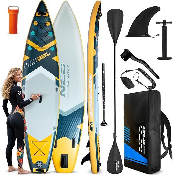 Stand Up Paddle Board - SUP Aufblasbar Set - 350 cm - Mit Zubehör Handpumpe Paddel Leash Rucksack - Reefbreak 11.6