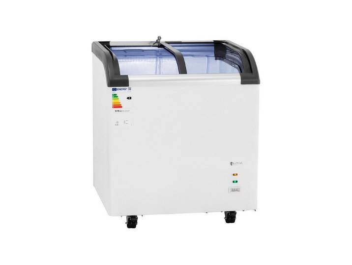 Royal Catering Gefrierschrank RCFZ-180G, 85 cm hoch, 74 cm breit, Tiefkühltruhe 180 L Glastüren Gefriertruhe Tiefkühler Tiefkühlschrank