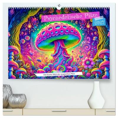 Psychedelische Pilze - Die bunte Welt der magischen Pilze (hochwertiger Premium Wandkalender 2027 DIN A2 quer), Kunstdruck in Hochglanz