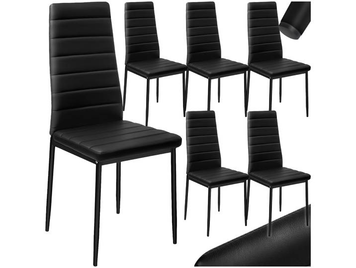 Lot de chaises avec surpiqûre - noir, Lot de 6