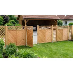 Zaunelement Softline 90 x 180 cm – Sichtschutzzaun aus Lärche, naturbelassen – Garten Sichtschutz mit Rankgitter – Lärchenzaun für Garten