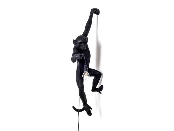 Monkey Hanging Outdoor Wall Lamp Left Black - Seletti Monkey Lamp - Design - Plastique