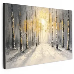 LEINWANDBILD Winter - Abstrakt - Schnee - Natur - Sonne Gemälde 60x40 cm