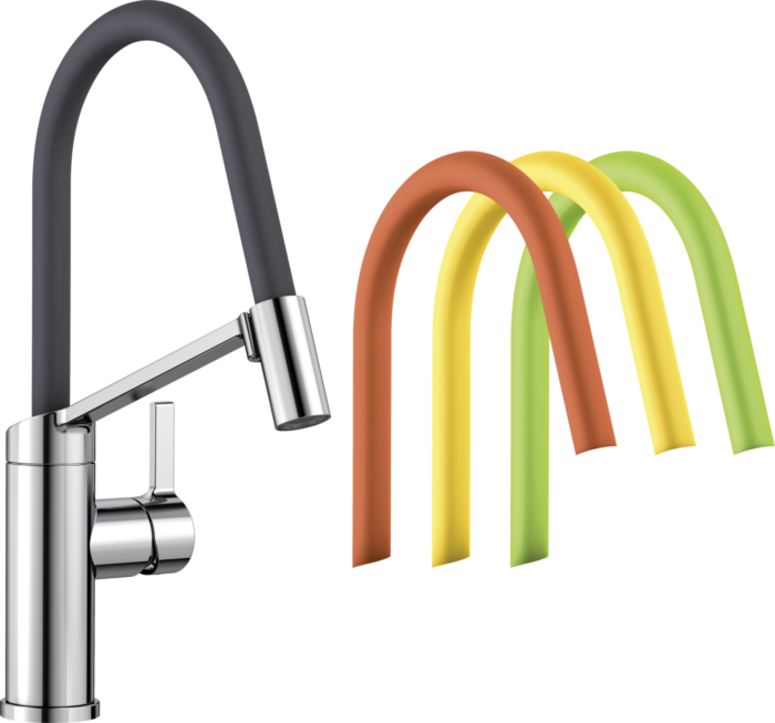 Blanco Küchenarmatur 524813 flexibel, chrom / lava grey / kiwi / orange