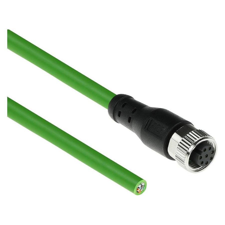 ACT Industrial 3.00 meters Sensor cable M12A 8-pin female to open end, Ultraflex TPE cable, shielded (SC3808)