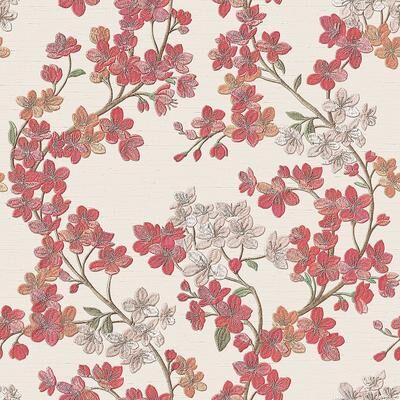 Veer Decor Embroidened Cherry Bloom Wallpaper