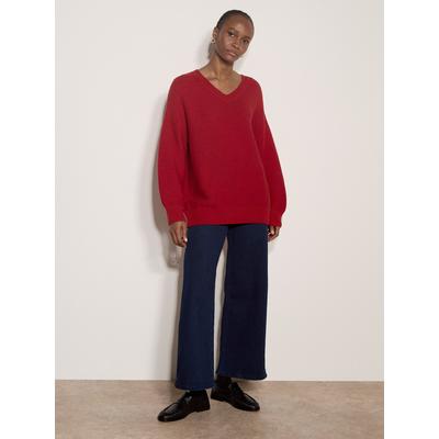 Strickpullover APRICOT "Oversize-Pullover", Damen, Gr. M (38), rot, gestrickt, , Modisch, oversize Lang, V-Ausschnitt, Gerade Ärmelbündchen, Pullover Strickpullover, mit Zopfmuster