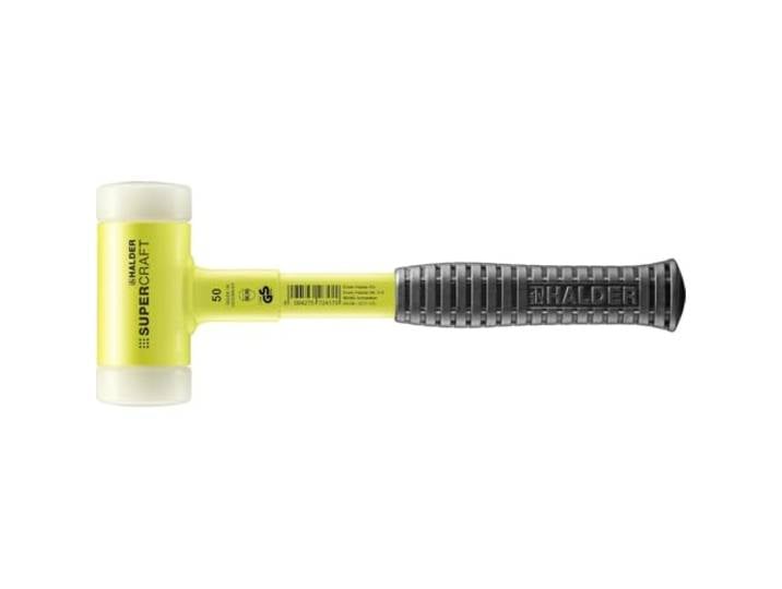 Maillet SUPERCRAFT\, avec manche en tube d'acier incassable\, revêtu jaune fluorescent et poignée antidérapante D=50 mm 3377.150