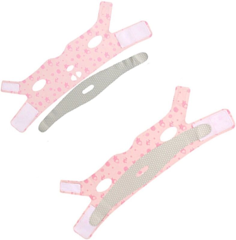 INF Sangle mentonnière anti-ronflement à double couche, aide au sommeil en polyester avec fermeture autoagrippante Rose