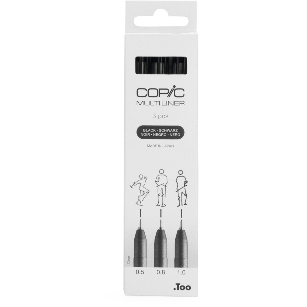 COPIC Multiliner Fineliner schwarz 0.5 + 0.8 + 1.0 mm, 3 St.