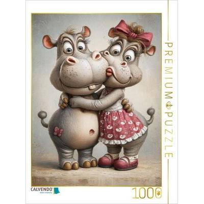 CALVENDO Puzzle Nilpferd - Liebe | 1000 Teile Lege-Größe 64x48cm Foto-Puzzle für glückliche Stunden