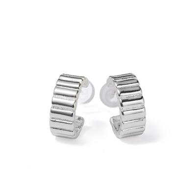 Paar Creolen "Schmuck Geschenk Kupfer Ohrschmuck Ohrringe Plissee-Optik", silber (silberfarben), ANISTON JEWELRY & WATCHES, Ohrringe, Damen, 15mm, Kupfer, Made in Germany