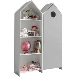 REGALSCHRANK Set Kania MDF+Holzwerkstoff Weiß /Grau