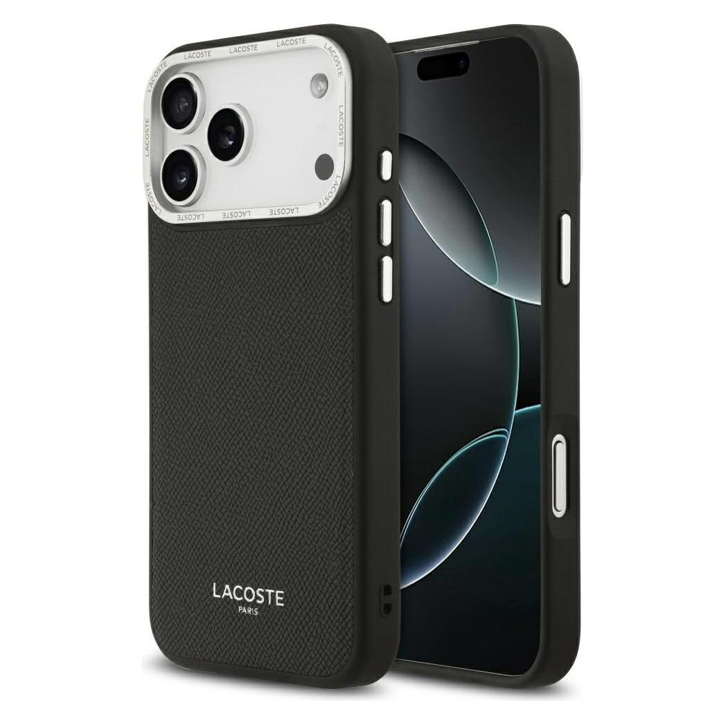 Lacoste Hard Cover PU Leather Champs Elysees MagSafe Black, for iPhone 17 Pro Max, LCHMP17XPCESK (Apple iPhone 17 Pro Max) (LCHMP17XPCESK)