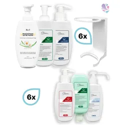 KOMPLETT-SET: Mini Fix-STARTER- 6x Mini Fix Spender, weiß oder schwarz + je eine Flasche der Min Fix Serie, 6x 300 ml