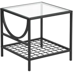 BEISTELLTISCH 45/45/45cm quadratisch Glas Schwarz