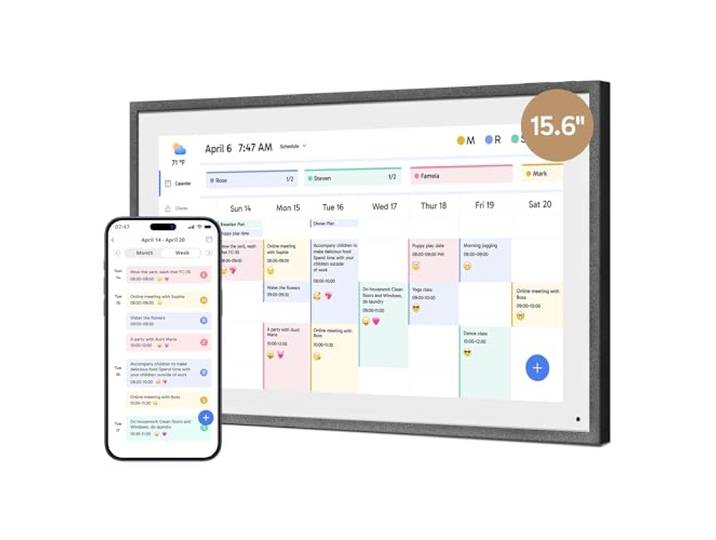 Dragon Touch 15,6 Zoll Digitaler Kalenderaufgabendiagramm - 1080P Full HD interaktiver Touchscreen, intelligenter Familienplaner, Herd-Display, digitaler Kalender, Wand- und Schreibtischmontage für