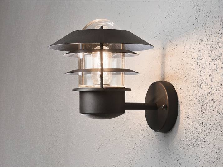 Konstsmide Modena Wandleuchte schwarz lackiertes Aluminium, klares Glas 7303-750