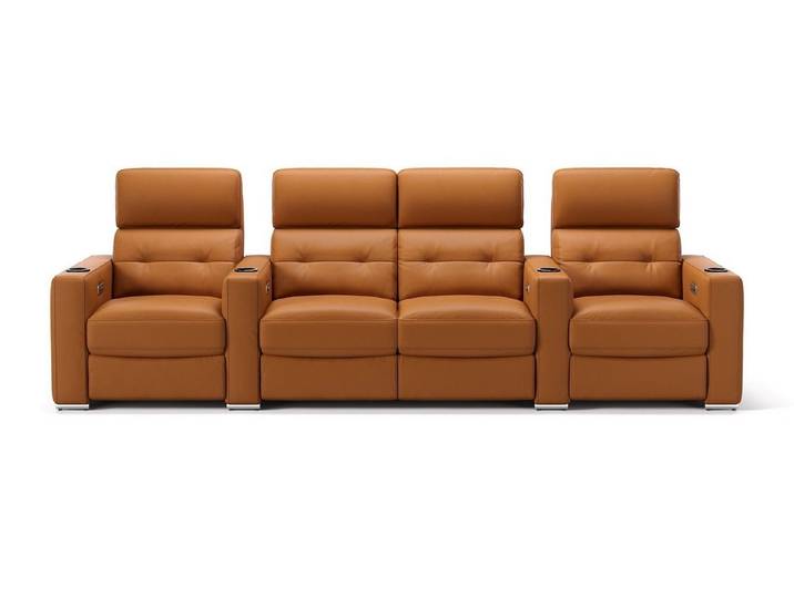 Sofanella Sofa Sofanella Kinosofa BARI Leder Heimkino Viersitzer in Cognac
