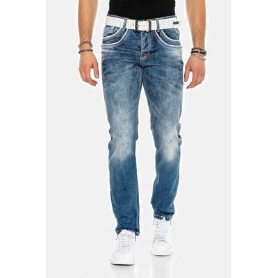 Regular-fit-Jeans CIPO & BAXX "Jeans", Herren, Gr. 33, Länge 32, blau (jeansblau), 100% Baumwolle, unifarben, regular fit lang, Jeans, in Regular Fit, C-1127