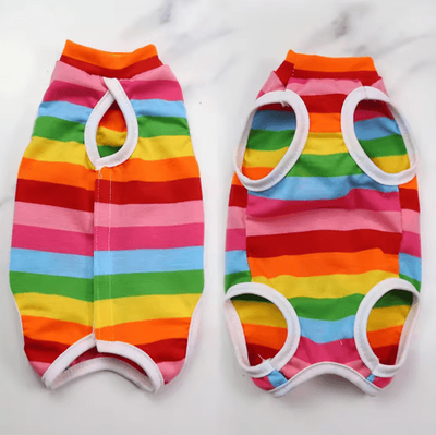 Inspire Picks Breathable Cat Recovery Suit Cat Recovery Suit For Post Surgery Protection & Comfortable Healing colorful Stripe l