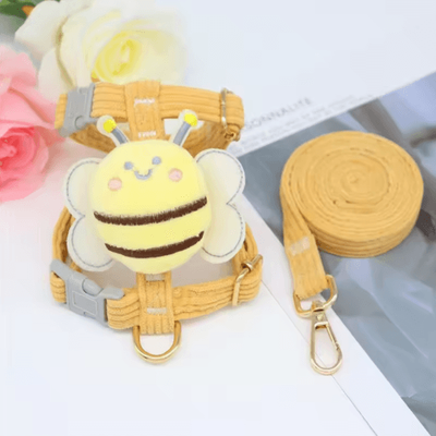 Inspire Picks Cute Bee Lightweight Cat Harness & Outdoor Leash Set yellow m