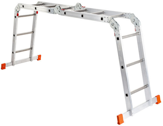 B2B Partner Alu Gelenkleiter, vielfältig, 4x3 Sprosen, Länge 3,565 m